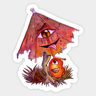 Kasa-obake and chochin-obake in the rain Sticker